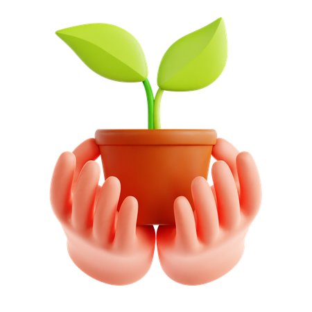 Eco Plant On Hand  3D Icon