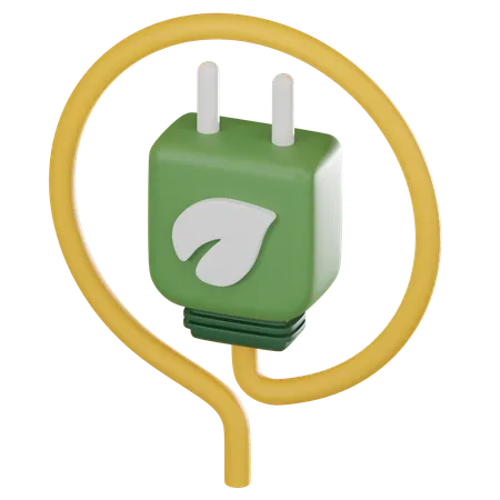 Green Energy Featuring An Electric Plugin And Leaf Icon Ideal For Conveying Eco Friendliness And Natural Power Concepts 3 D Render Illustration 3D Icon