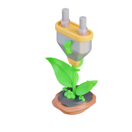 3 D Illustration Of Electric Power From Plants 3D Icon