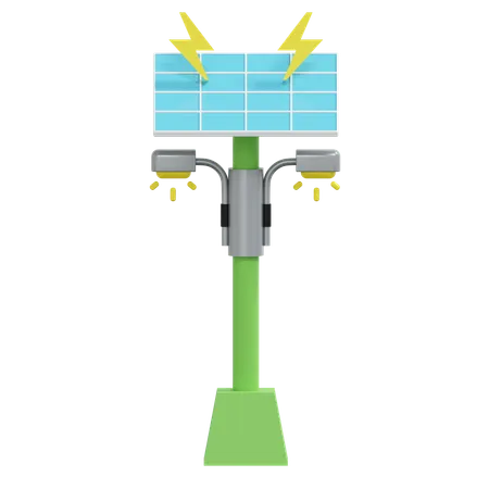 Eco Road Lamp Solar Energy 3 D Icon Environment Friendly Illustration 3D Icon