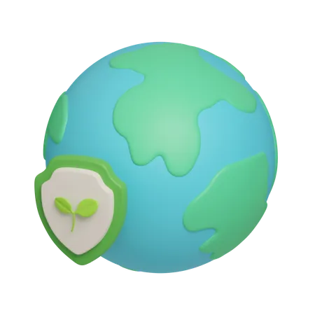 Eco Friendly Globe With Leaf Protection Eco Global Warming Icons 3 D Illustration 3D Icon