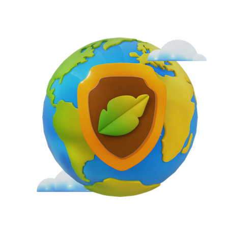 Eco Shielded Planet  3D Icon