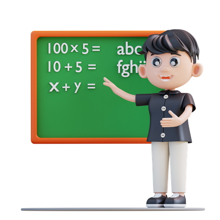 Écolier fréquentant un cours de mathématiques  3D Icon