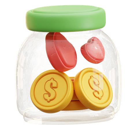 Poupança em pote de moedas  3D Icon