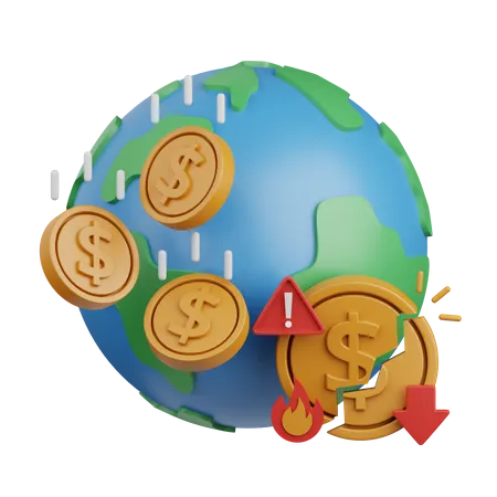 Economía global abajo  3D Icon