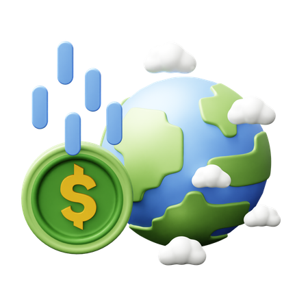 Economía global abajo  3D Icon