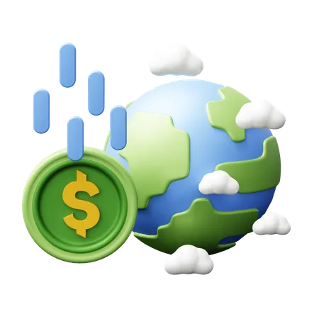 Economía global abajo  3D Icon