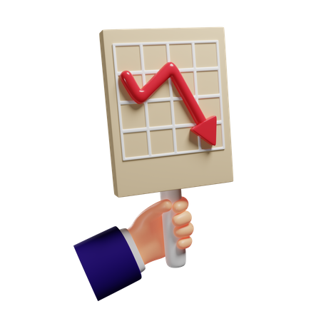 Economic fall chart banner  3D Illustration