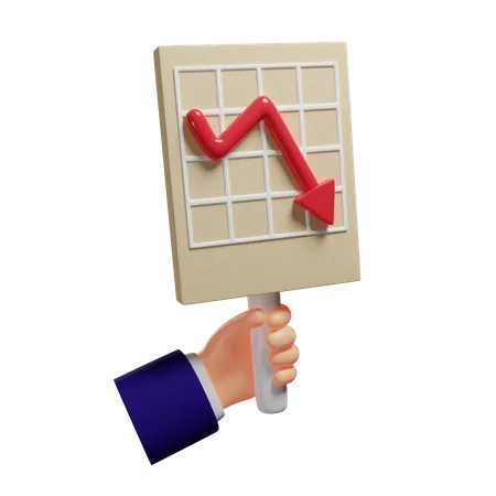 Economic fall chart banner  3D Illustration