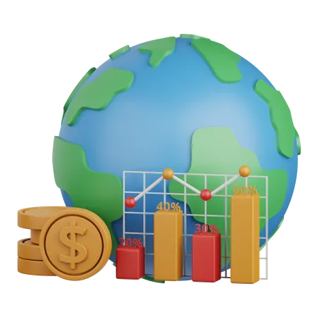 3 D Rendering Economic Growth Isolated Useful For Banking Currency Finance And Global Business 3D Icon