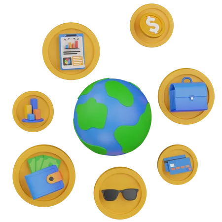 Économie mondiale  3D Icon