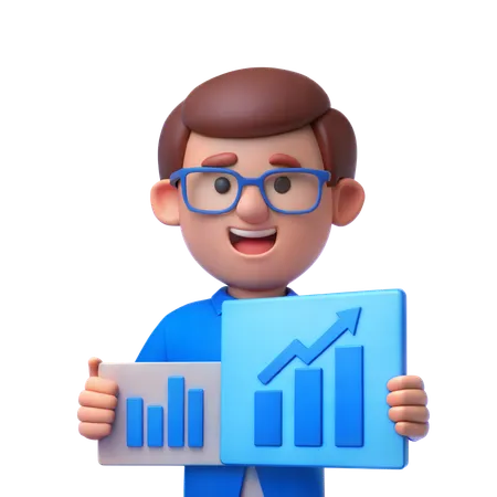 Economist with Graph  3D Icon