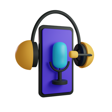 Écoute de podcasts mobiles  3D Illustration