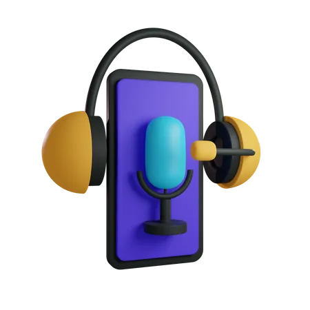 Écoute de podcasts mobiles  3D Illustration