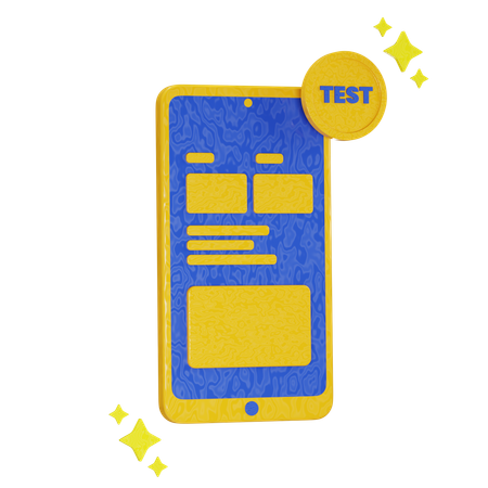 Écran d'application avec étiquette de test  3D Icon