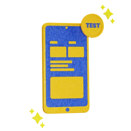 Écran d'application avec étiquette de test  3D Icon