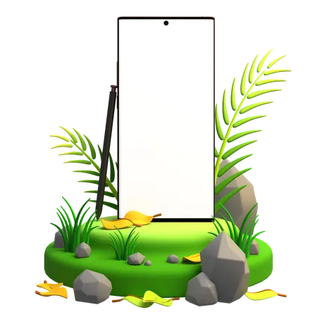 Écran de téléphone vert écologique  3D Illustration