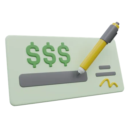 Écrire un chèque  3D Icon