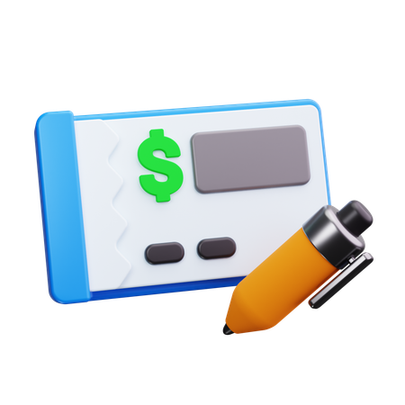 Écrire un chèque  3D Icon