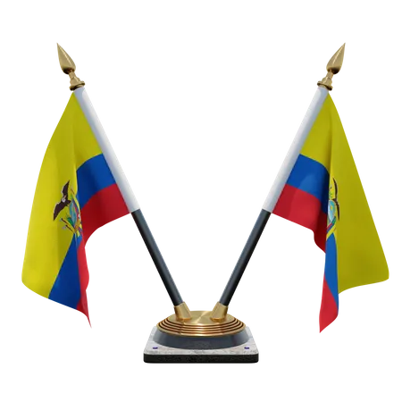 Ecuador Double Desk Flag Stand  3D Flag