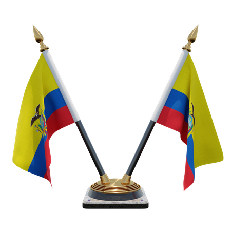 Ecuador Double (V) Desk Flag Stand  3D Icon