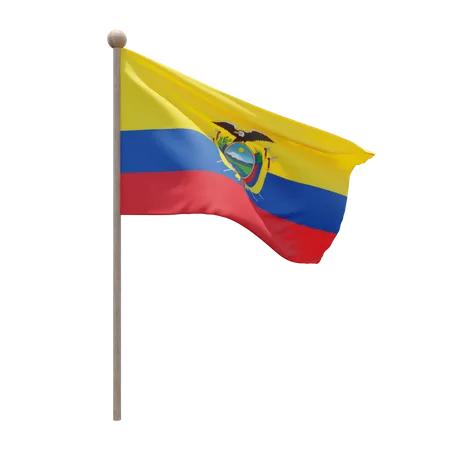 Ecuador Flag Pole 3D Illustration