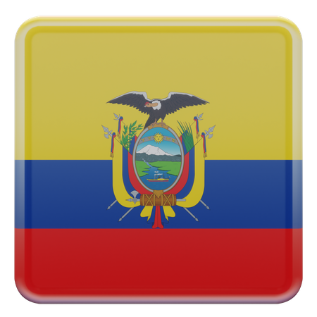 Ecuador Square Flag 3D Icon