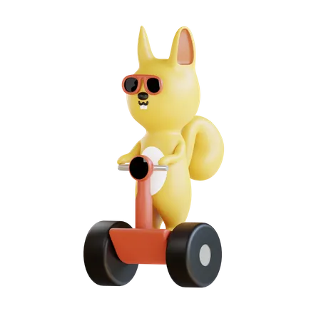 Écureuil profite d'un scooter  3D Illustration