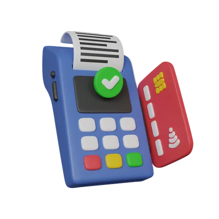 Contactless POS Online Payment Terminal With Bill Receipt And Credit Card 3D Icon