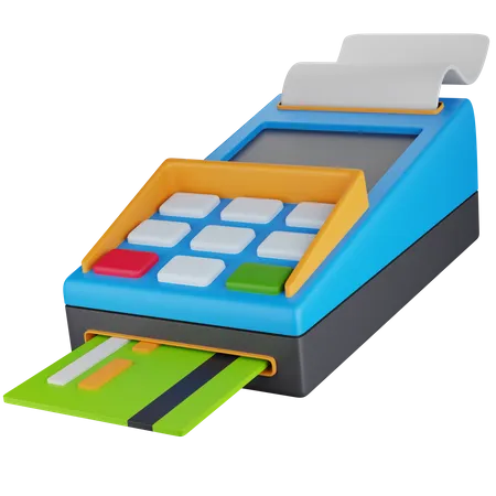 3 D Icon Illustration Pos Machine With Credit Card 3D Icon