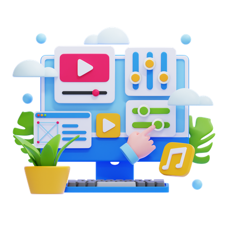 Edición de video  3D Icon