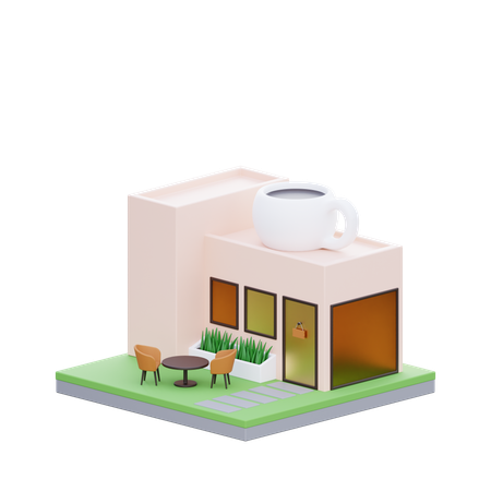 Edificio de cafetería  3D Icon