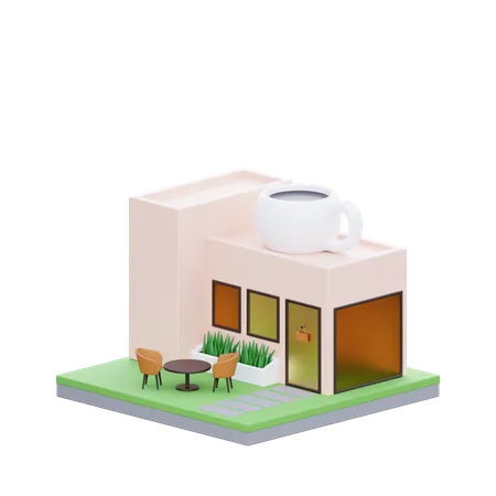 Edificio de cafetería  3D Icon