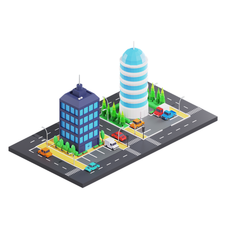 Edificio del paisaje urbano  3D Icon