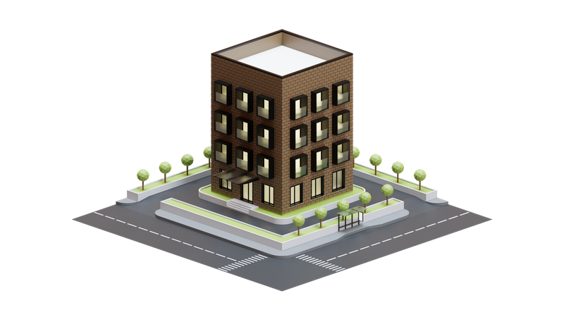 Edificio del paisaje urbano  3D Icon