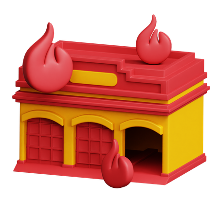 Prédio em chamas  3D Icon