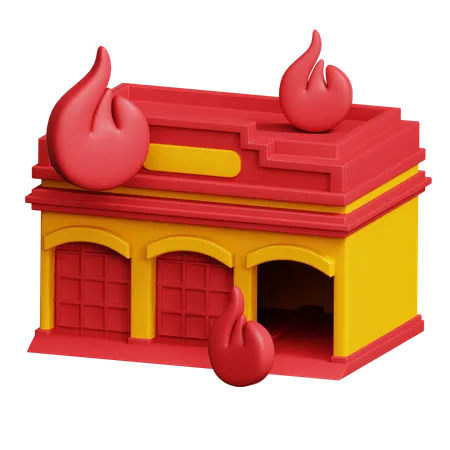 Prédio em chamas  3D Icon