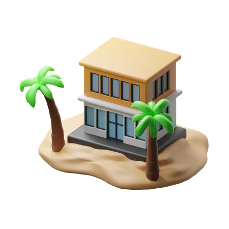 Edificio de hotel en la playa  3D Icon