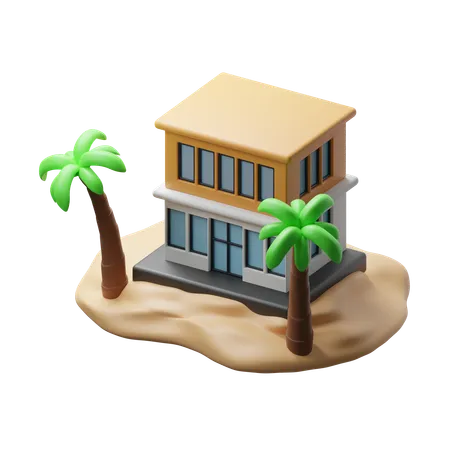 Edifício de hotel na praia  3D Icon