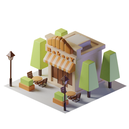 Prédio de padaria  3D Illustration