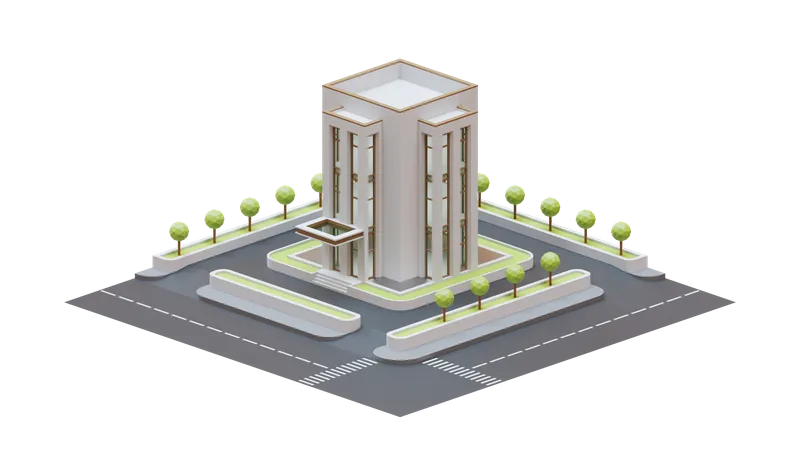 Edificio del paisaje urbano  3D Illustration