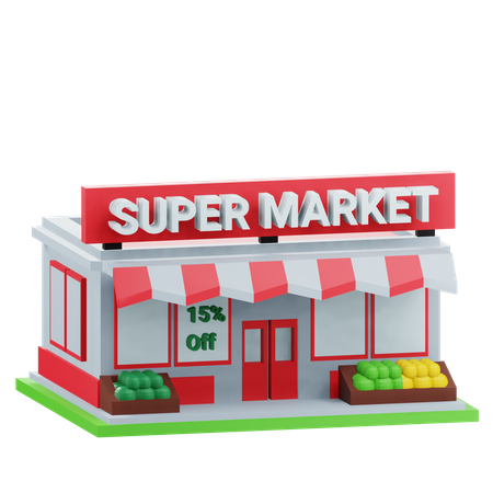 Prédio de supermercado  3D Icon