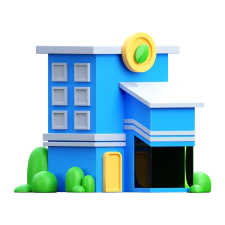 Edificio verde  3D Icon