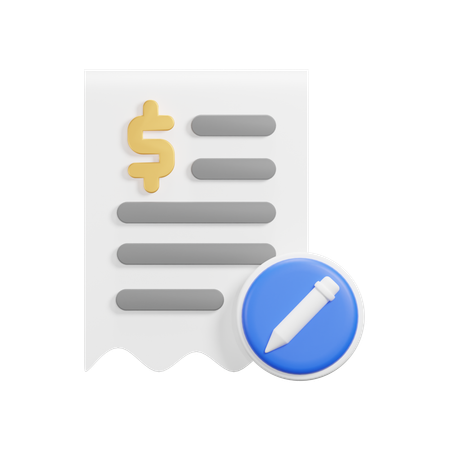 Edit Receipt  3D Icon