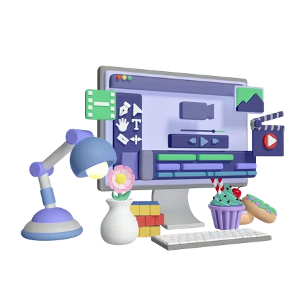 Espacio de trabajo del editor  3D Illustration