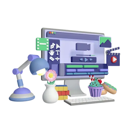 3 D Editor Workspace Icon 3D Illustration
