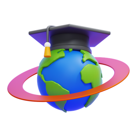 Educação Global  3D Icon