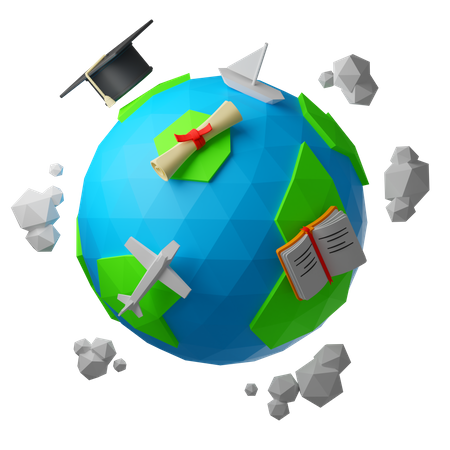 Educação Global  3D Icon