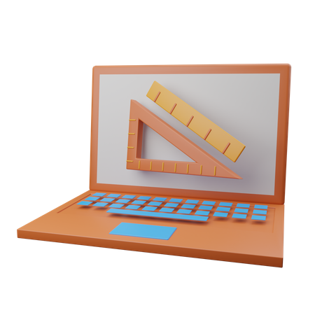 Educação on-line no laptop  3D Illustration