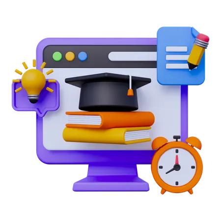 Educação online  3D Icon